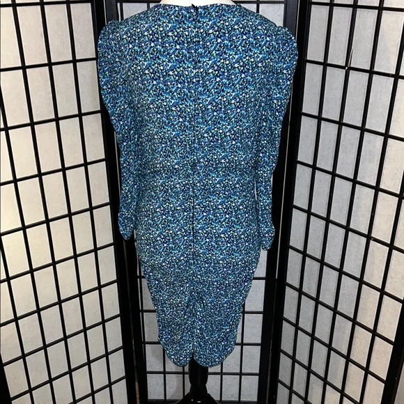 Zara Blue Puff Sleeve Sheath Dress - Picture 14 of 14